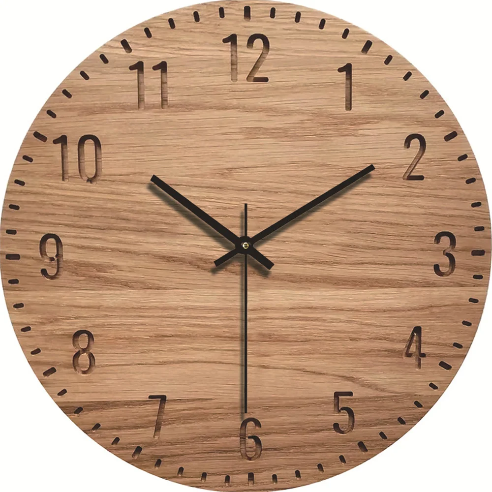 Vintage Dial Wood Grain Wall Clock 12  