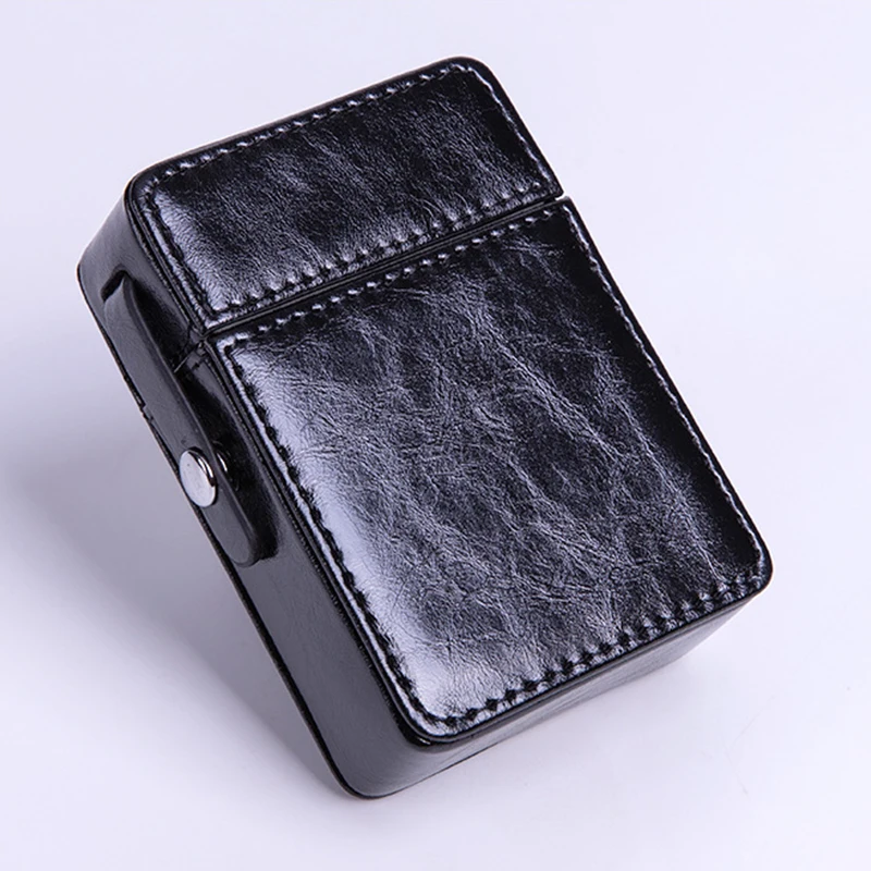 Elegant PU Leather Cigarette & Lighter Case with 20 Stick Capacity