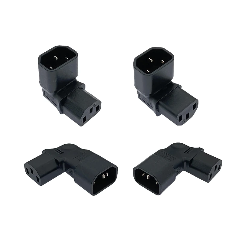 Right-Angle 10A 3-Pin IEC Power Adapter Plug, C14 Male to C13 Female