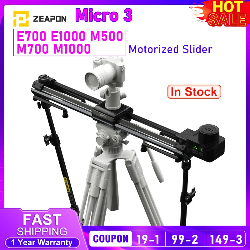 ZEAPON Micro 3 Portable Slider E500 E700 E1000 M500 M700 M1000 Motorized Slider DSLR Camera Video Double Distance