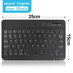 Rechargeable Wireless Portable Mini Bluetooth Keyboard with Keycaps (10inch Black English)