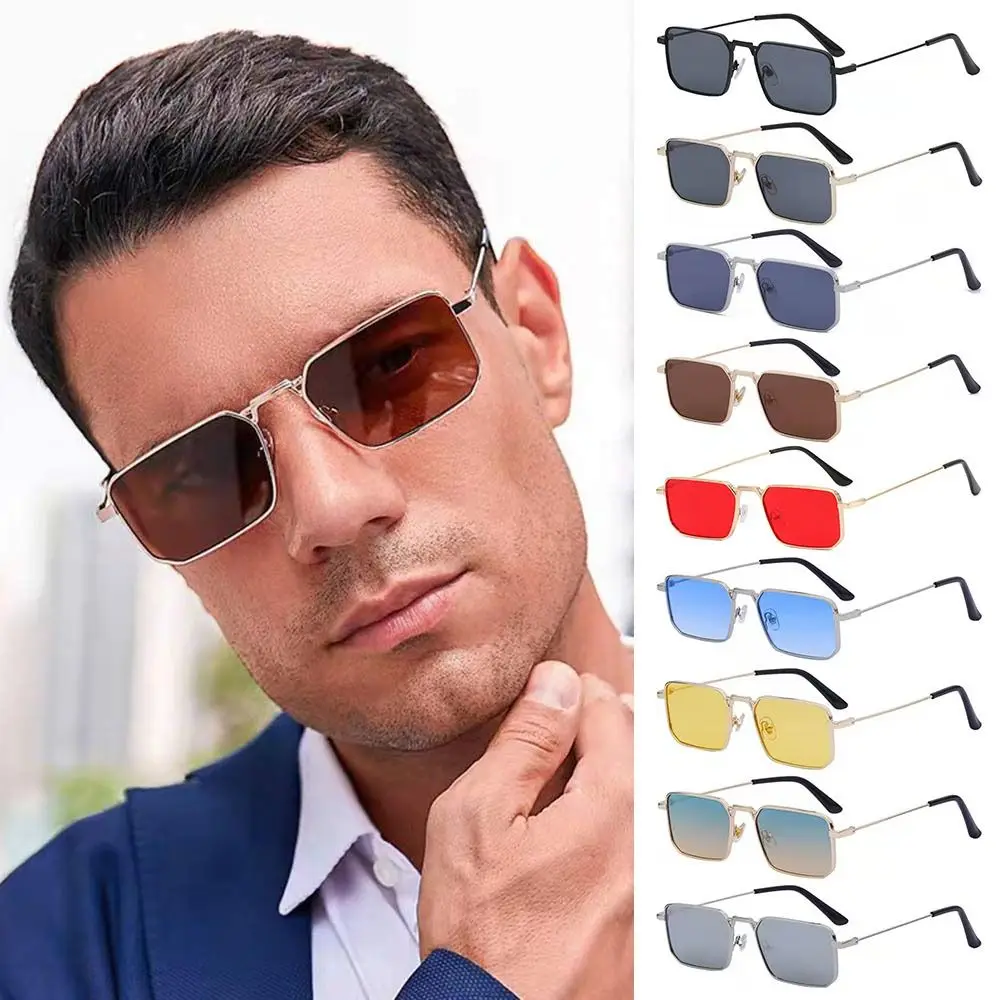

UV400 Protection Rectangle Sunglasses Fashion Candy Color Travel Eyewear Metal Frame Shades for Women & Men