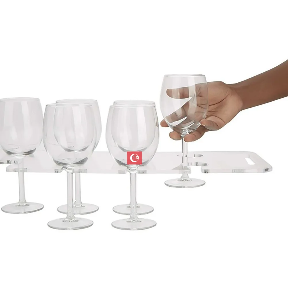 Acrylic Champagne Glass Serving Tray, 7Hole Highball Serving Tray, Party Wine Holder, Kitchen Bar Organizer 3