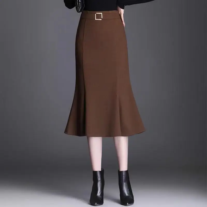 Elegant High Waist Mid Length Skirt Spring New Solid Color Slim Pleated Fish Tail Skirt Fashion Temperament Women Clothing upscale dress set 2023 spring and autumn new suit vest mid length temperament pleated dress women s two piece set