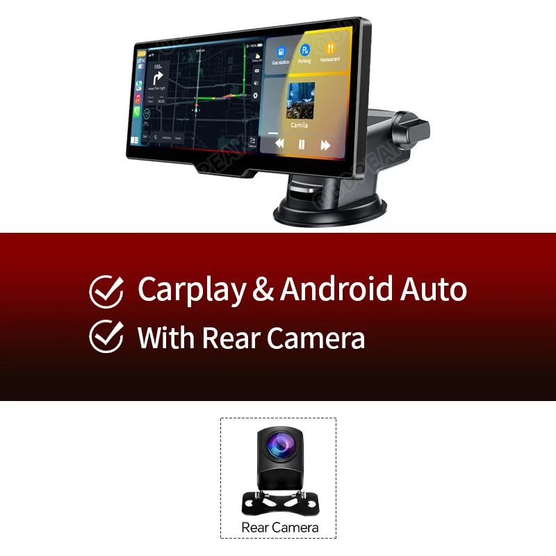thumbnail image 1 of 10.26 Inch CarPlay Android Auto Dash Cam Multimedia Video Player GPS Touch Screen Mirror Link BT FM AUX For Rear View Camera, 1 of 5