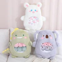 6Pcs Small Toys Inside Cute Panda Koala Rabbit Dinosaur Cartoon Animals Plush Pillow Soft Stuffed Sofa Cushion Homdecor Pillow 1