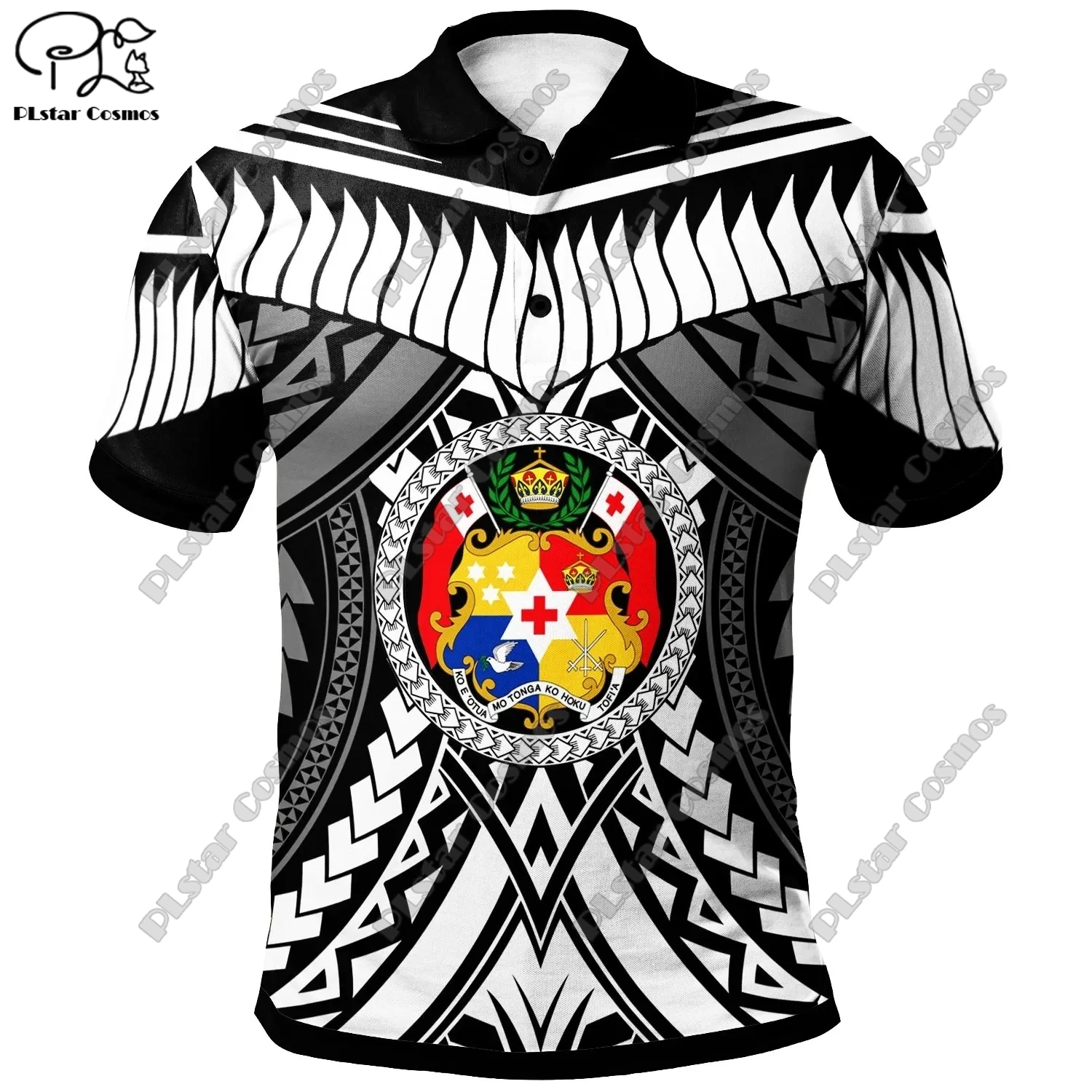 

PLstar Cosmos 3D Printing Latest Tonga Tattoo Tribal Art Unique Summer Short Sleeve Polo Shirt Tonga Series 3