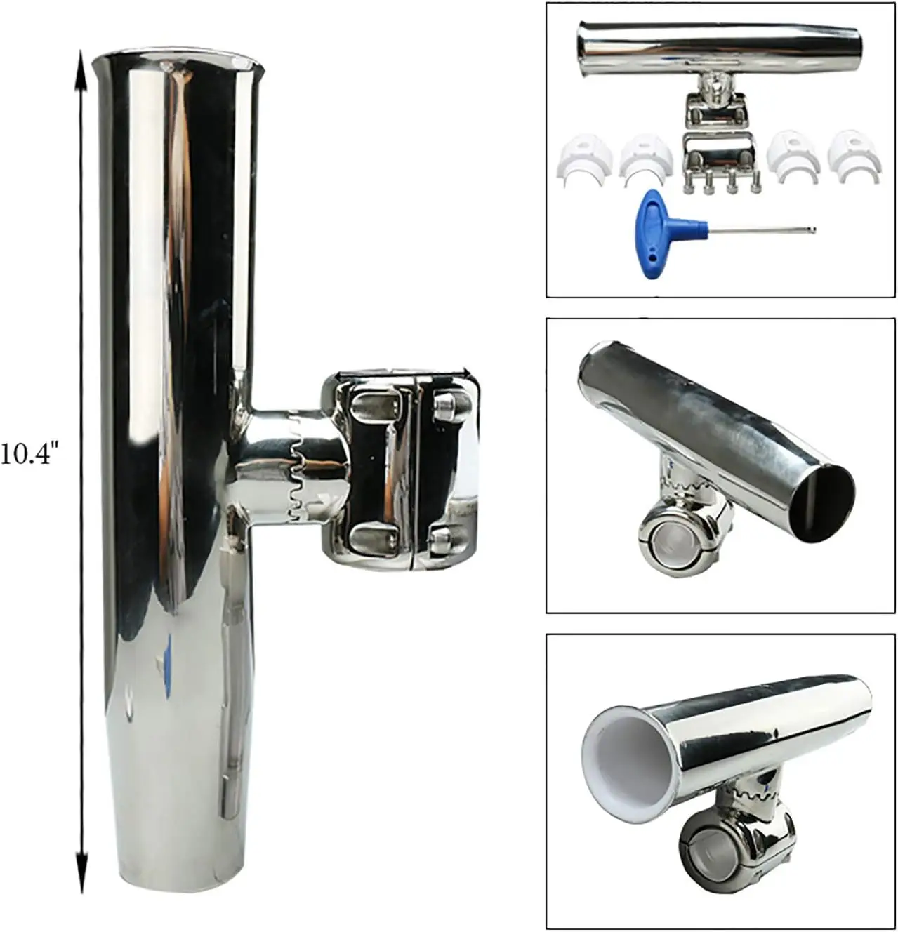 2Pack Fishing Rod Holder for Rails 1" and 1.18" Stainless Steel Adjustable Rod Holder