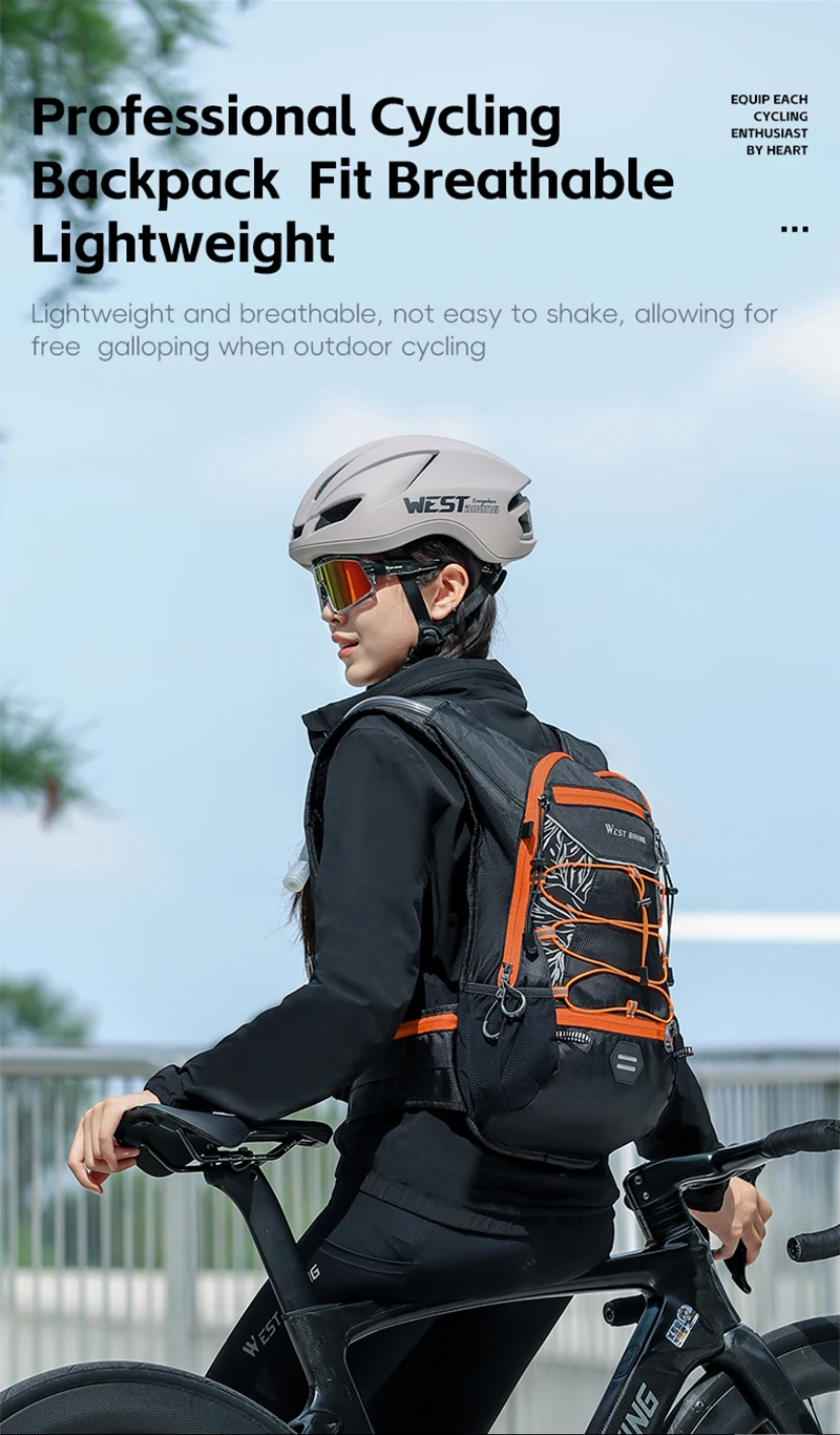 WEST BIKING 16L Hydrations-Rucksack mit 2L BPA-freiem TPU-Wasserbehälter für Laufen, Wandern, Outdoor-Sport, Fahrradzubehör – Detail 10