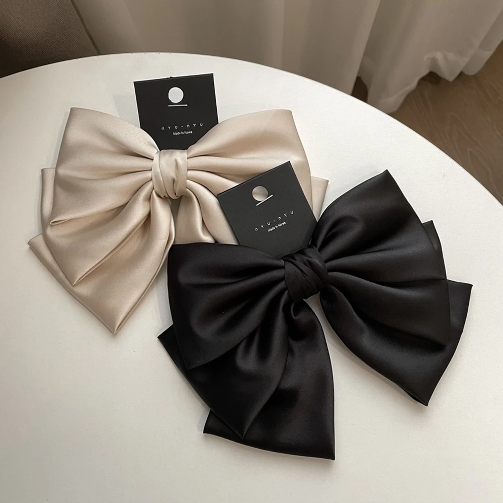 

Vintage Big Hair Bow Ties Cute Hair Clips Satin 3 Layer Butterfly Bow Hairpin Girl Hair Accessories For Women Bowknot Hairpins
