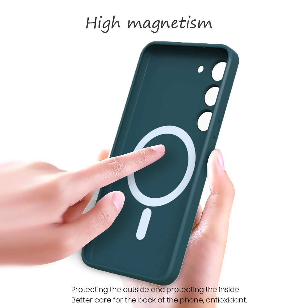 Liquid Silicone Magsafe Magnetic Case For Samsung Galaxy S25 S24 S23 S22 Ultra S21 FE Soft TPU Shockproof Cover