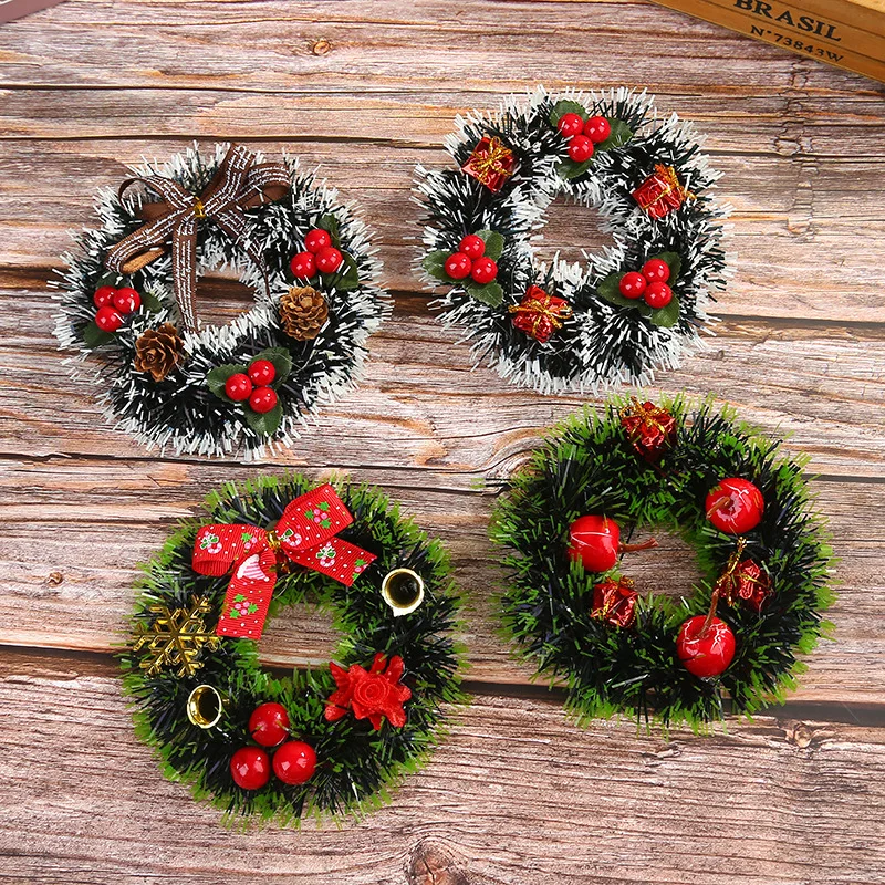 

Christmas Decorations 12cm Christmas Wreath Wreath Christmas Tree Pendant Mini Wreath Madder Home Decor Window Decoration