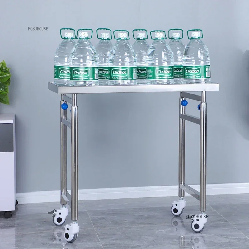 Thickened 304 Stainless Steel Auxiliary Cart with Wheels Multifunctional Medical Tray Rack Organizer Cart Medical Tool Trolley