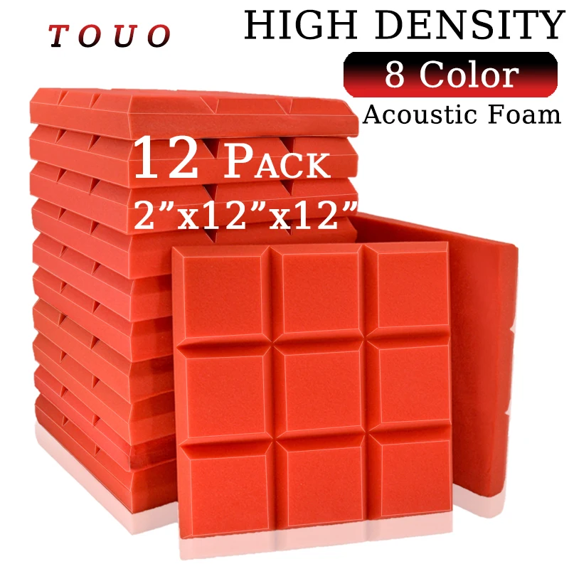 

TOUO 12 Pcs Studio Acoustic Foams High Density Soundproof Foam Drum Room Acoustic Treatment Ceiling Insulation Home Accessories