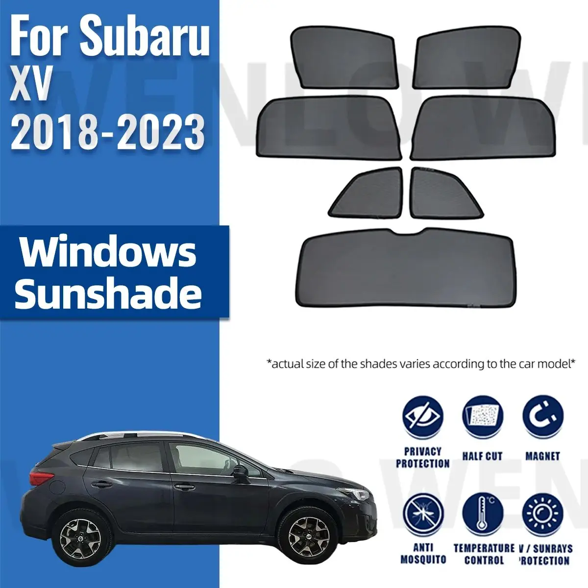 

For Subaru XV GT Crosstrek 2018-2023 Magnetic Car Sunshade Shield Front Windshield Curtain Rear Side Window Sun Shade Visor