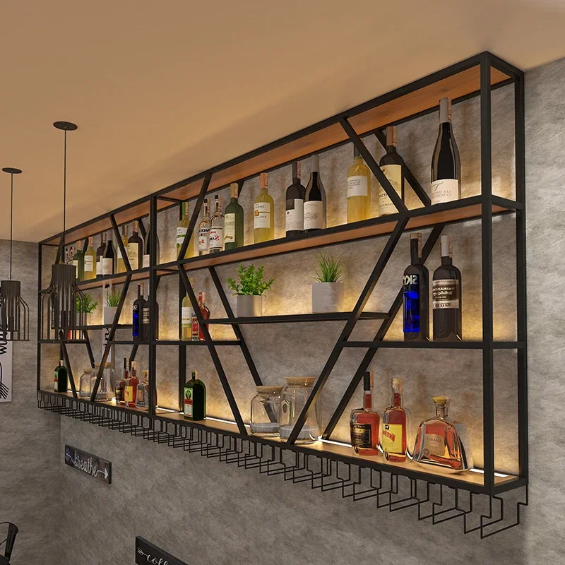 Display Whisky Holder Wine Racks Organizer Modern Black Bar Cabinet Wine Rack Industrial Wall Commercial Wijnkast Decoration