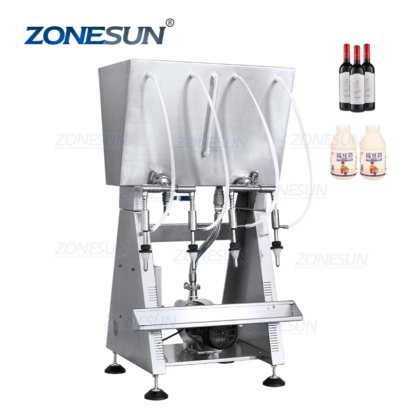 

ZONESUN ZS-RWGFP4, полуавтоматический сифон с 4 головками, настольные бутылки, гравитационные переливные машины для розлива жидкости с насосом для подачи