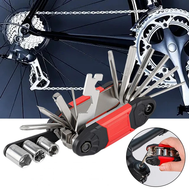 Kit de herramientas para bicicleta, multiherramienta 20 en 1, kit de  herramientas de reparación de bicicleta de montaña con llave de hueso para