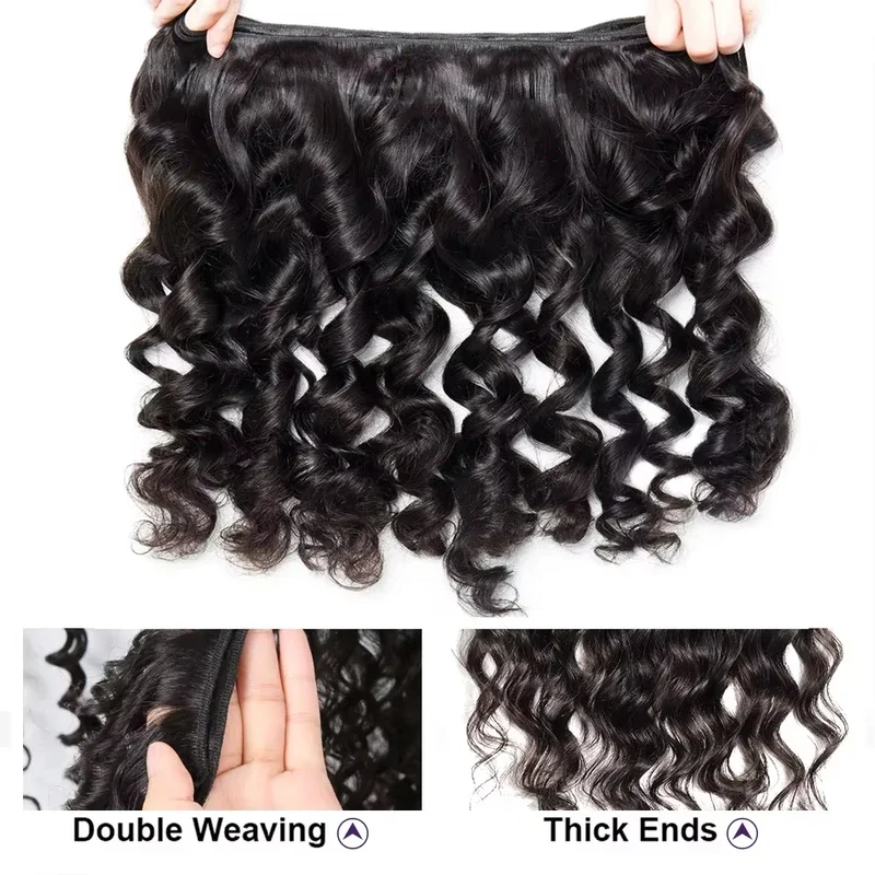 30 40 Inch Curly 3 4 Bundles Loose Wave Weave Bundles Human Hair Bundles Deep Wave Human Hair Raw Hair Extensions Double Weft