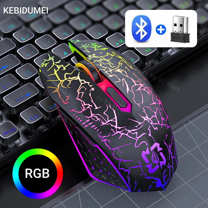 LED Wireless Mouse Rechargeable 2.4G Bluetooth RGB Mouse 1600DPI Ergonomic Mouse With Backlight  for PC Laptop Computer
