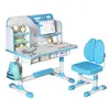 2Pcs/Set Kids Study Desk Chair Set, Height Adjustable Children School Study Table Chair Set with Astronaut Pattern Desk Chair 4