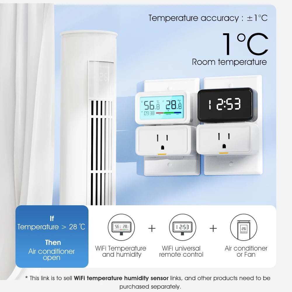 SMATRUL-higrómetro inteligente para interiores, dispositivo inalámbrico con Wifi, termómetro, Sensor, Monitor con retroi