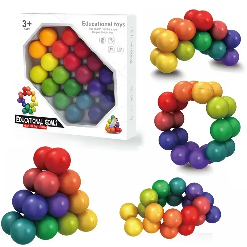 

2023 Fidget Toy 3D Puzzle Ball Endless Twisted and Turned Flexible Jionts Stress Relief Desk Sculpture Toys for Kids Adult Gift