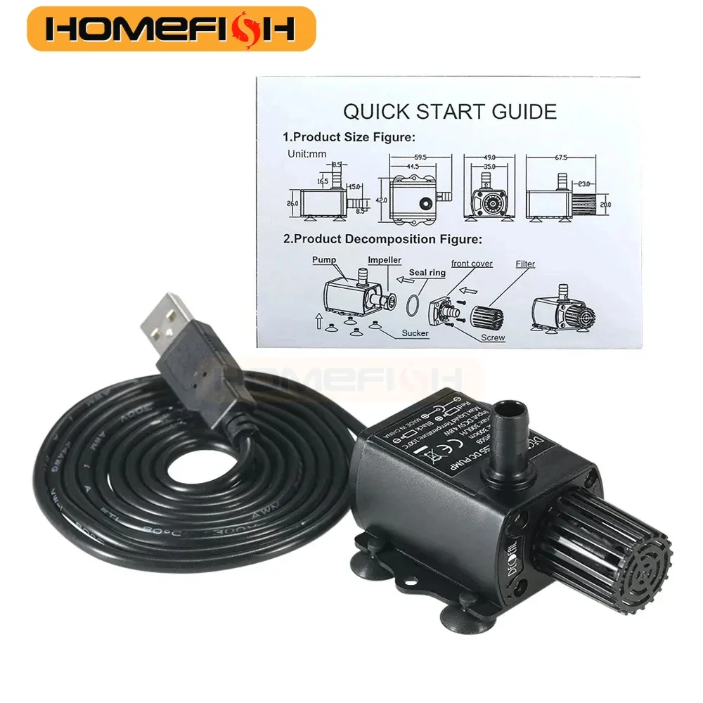 Water Pump Ultra-quiet Mini Brushless USB DC5V 4.8W 300L/H Lift 300cm