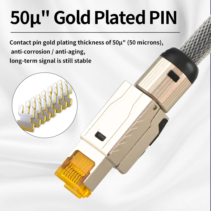 CAT8 ̴ Ʈũ ̺, 40Gbps 2000MHz CAT7 RJ45 ġ ڵ HiFi   ġ Ʈ