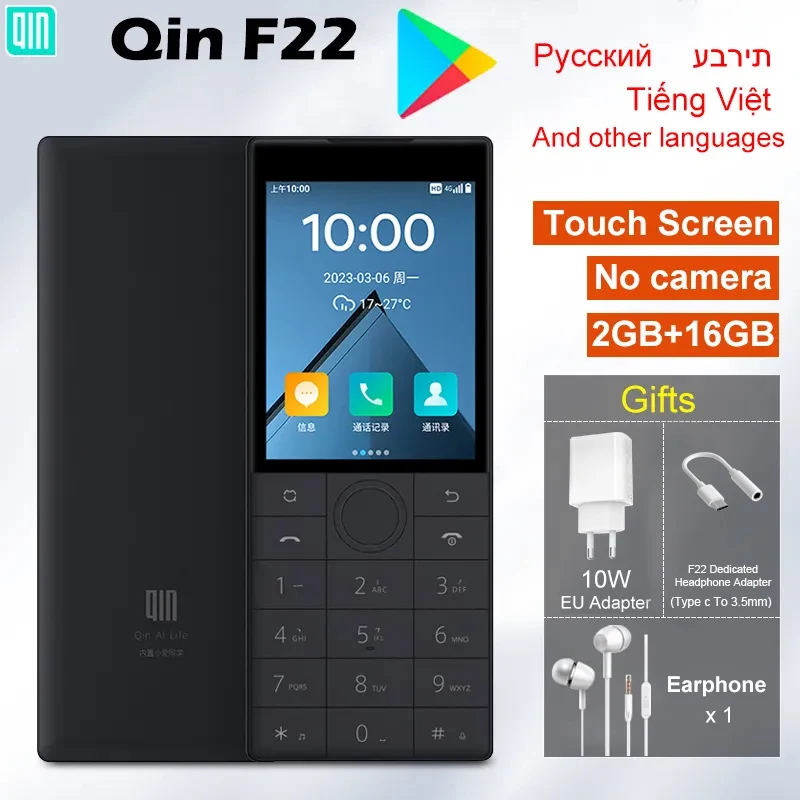 Qin F22 Touch Screen No Camera Phone Wifi 2.8 Inch 2GB 16GB MTK6739 Bluetooth 1700mAh Battery 480*640 Smart Global Version Phone