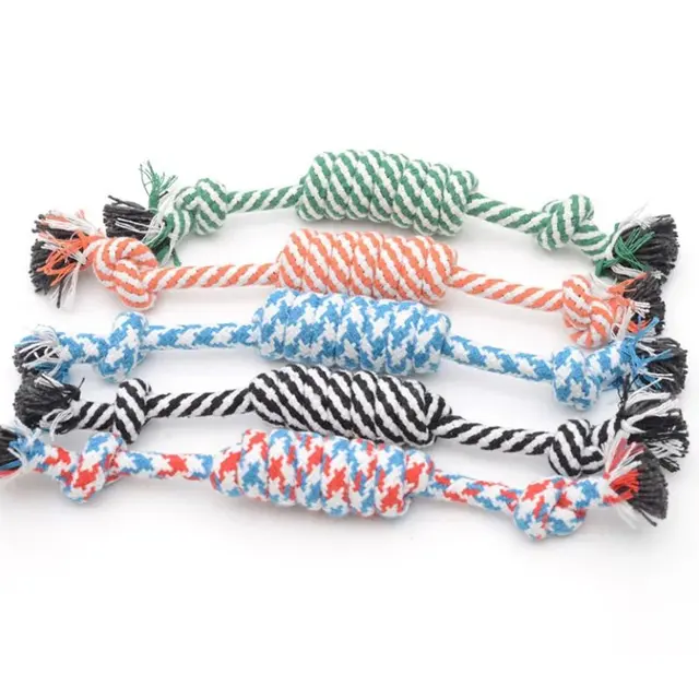 1Pcs Cotton Chew Pets dogs Toys Puppy Durable Braided Bone Knot Rope 27CM Tooth Cleaning Tool Pet Products Dropshipping Center 6