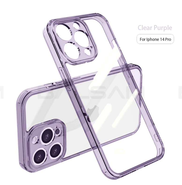 Durable Transparent Shockproof Tempered Glass Phone Case with Clear Hard Bumper