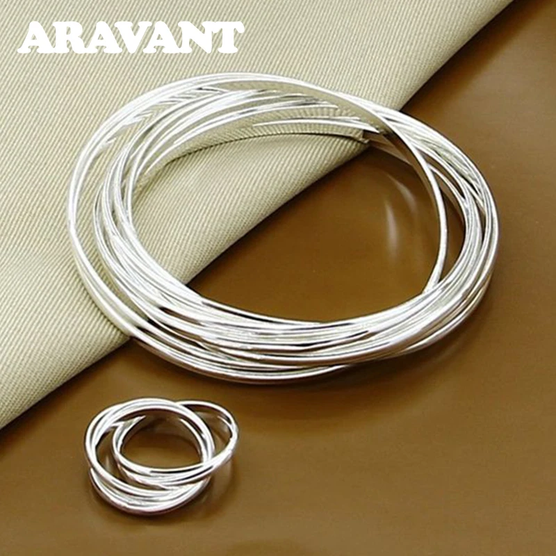 Silver Ring Bangle Set For Men Women Silver Jewelry Set Jewelry Set
