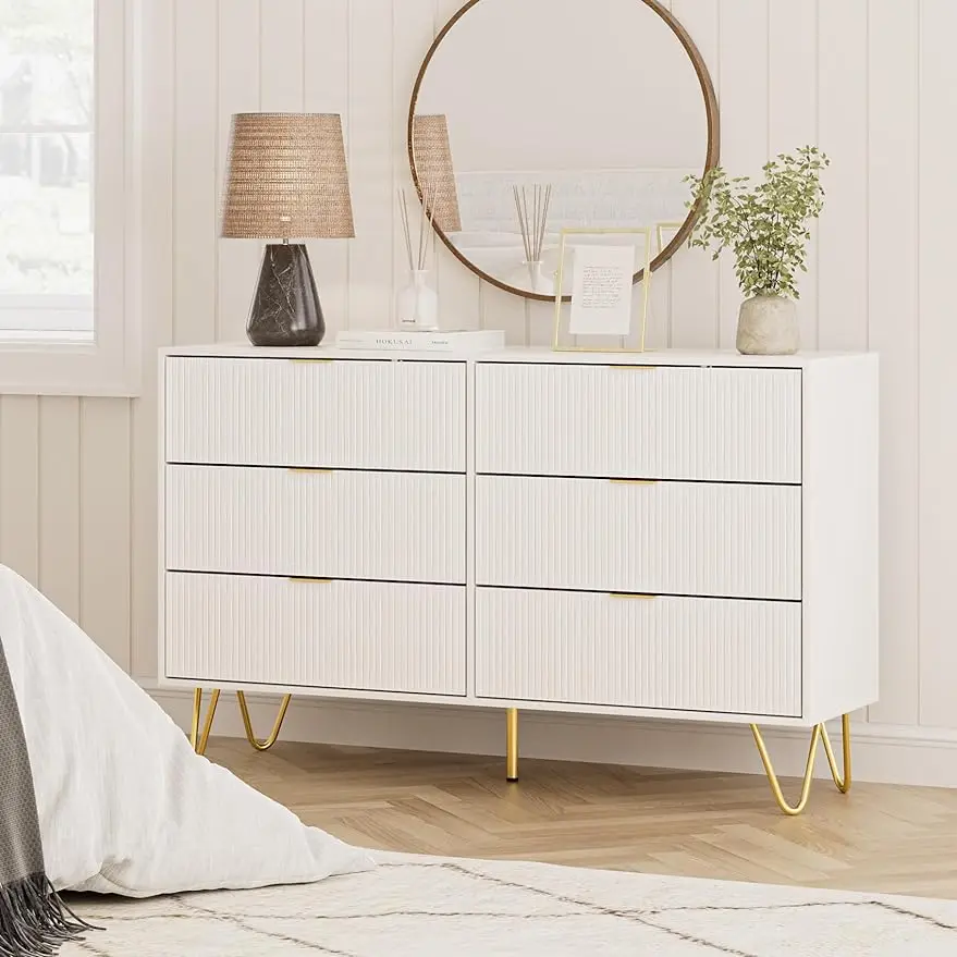 

4/6 Drawer Dresser, Drawer Chest, Tall Storage Dresser Chest Cabinet Organizer Unit with Metal Legs, Large Dresser for Bedroom
