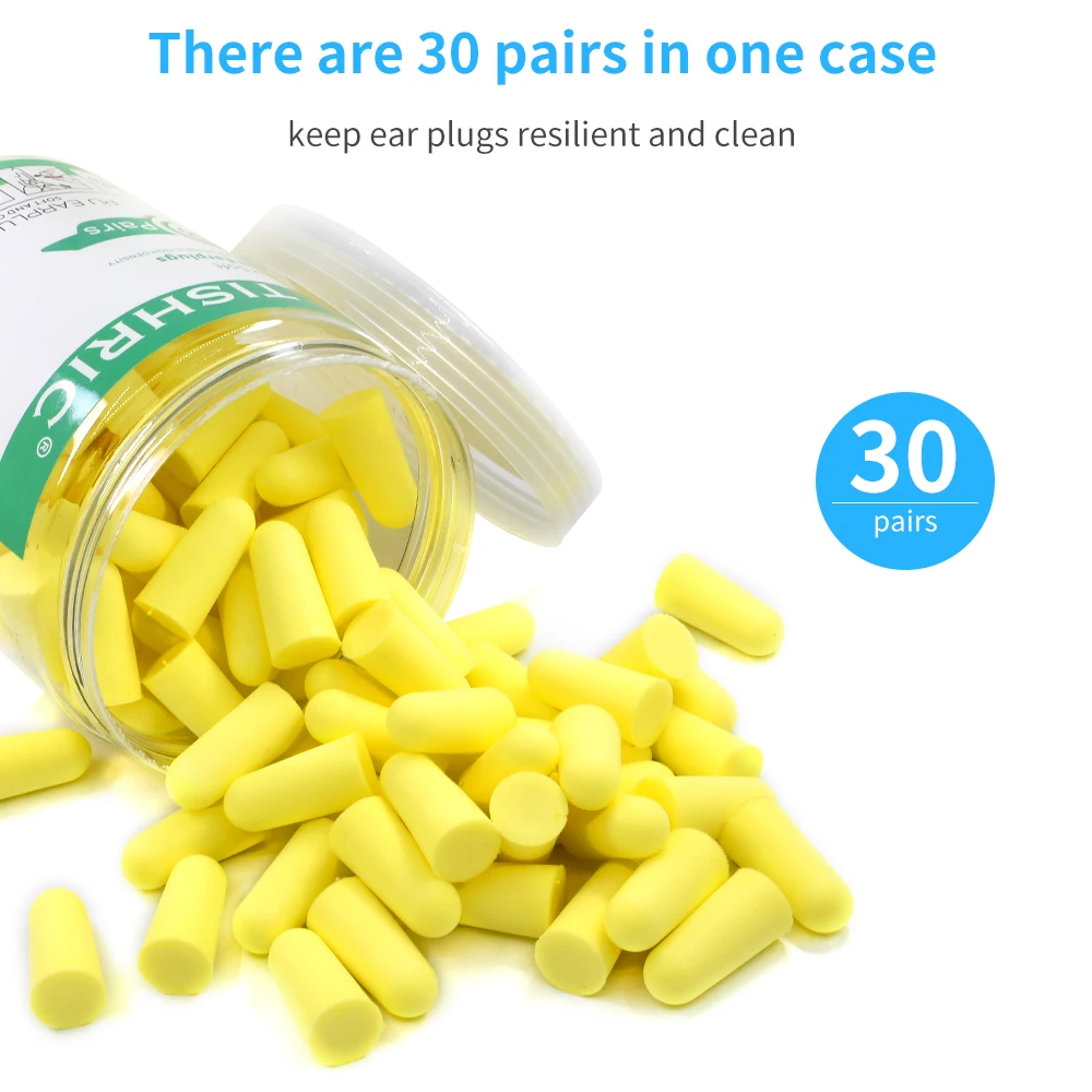 Earplugs Soft Sponge Ear Plugs Noise Reduction Sleeping Earplug Travel Noise Reduction Rate 35.5db Sound Insulation TISHRIC