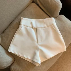 Women's High - Waisted Black Harajuku A - Line Shorts - Elegant & Casual - L (WHITE)