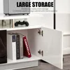 Fireplace TV Stand with 36" Fireplace,70" Modern High Gloss Fireplace Entertainment Center LED Lights, 2 Tier TV Console Cabinet 4