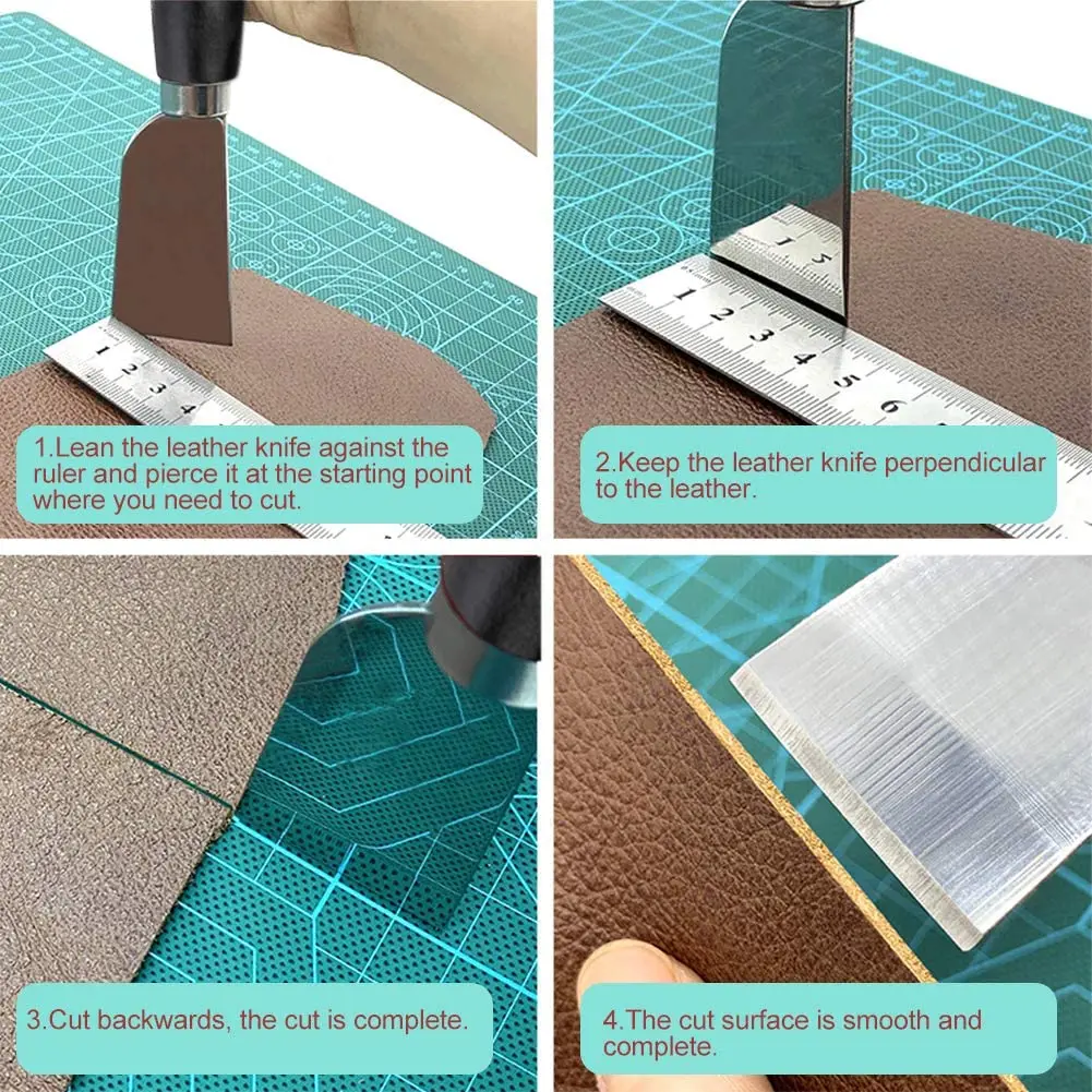 KRABALL Leather Craft Tools Leather Edge Beveler Cutting Knife Skiving Knife U V Shaped Stitching Groover Tools