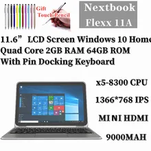 11.6” LCD Screen 1366*768 IPS Tablet PC With Pin Docking Keyboard Windows 10 Home 11A Nextbook Quad Core 2+64GB HDMI-compatible