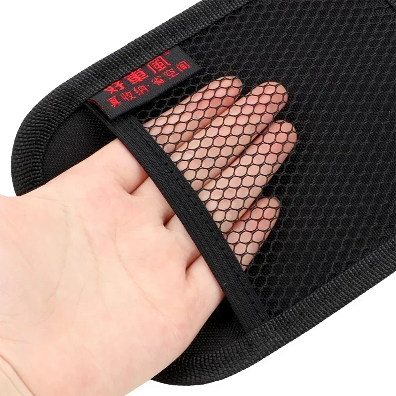 Car Storage Net Pocket Bag Microfiber Leather Black