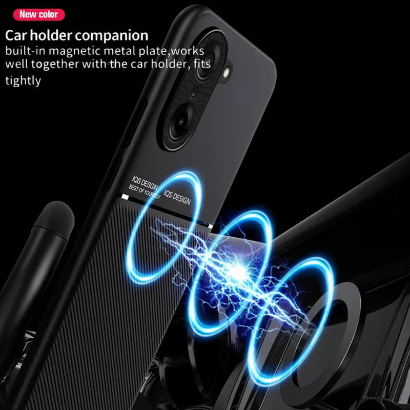 Magnetic Leather Texture Shockproof Silicone Phone Case