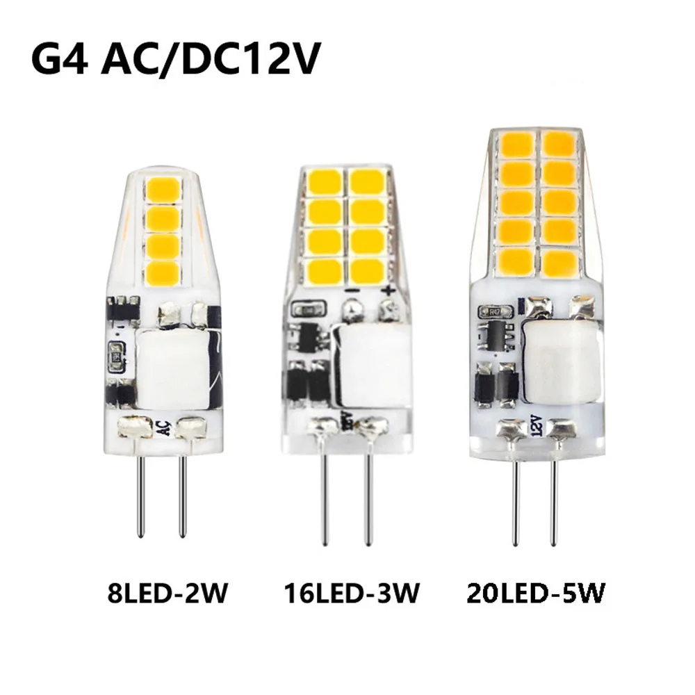 

5pcs 12v G4 LED Bulb 2w 3w 5w Led Corn Lamp 2835 Spotlight 3000k Nature White 4000k 6000k No Flicker Crystal Chandelier Bulb