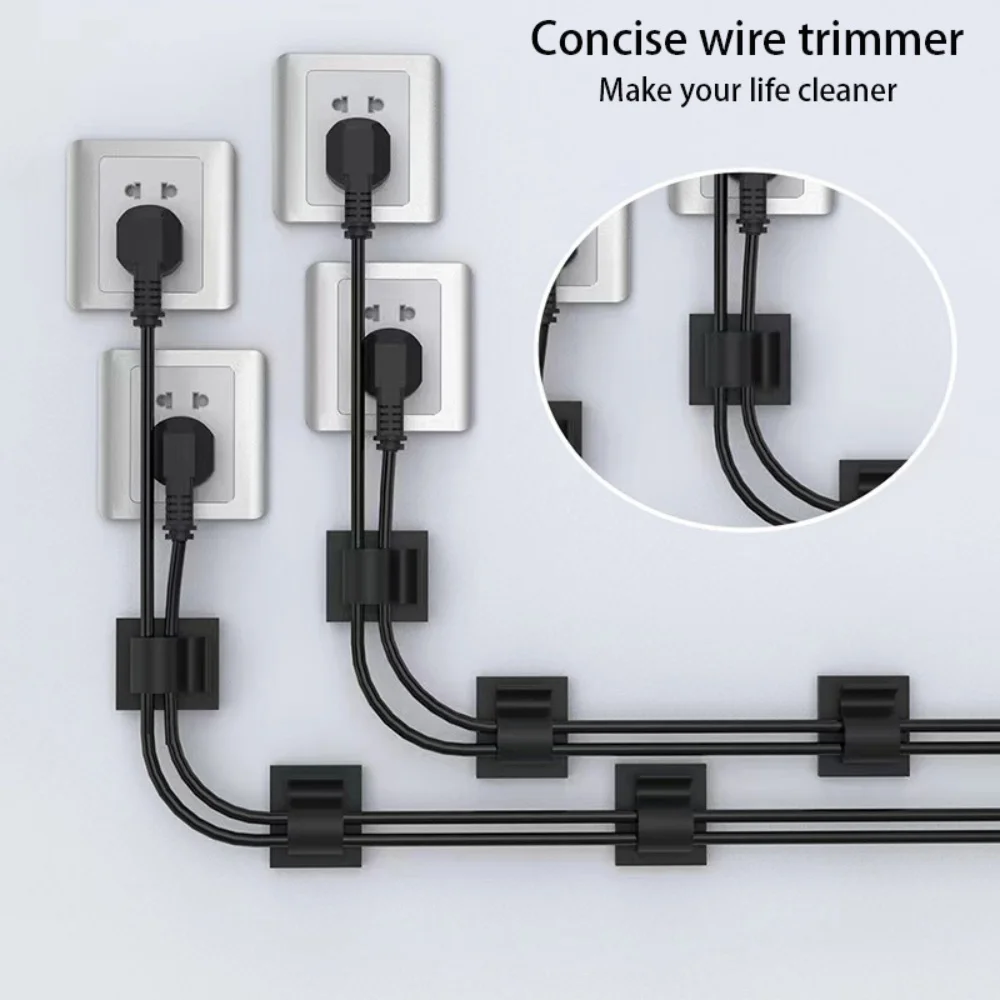 50-Pack Clear Adhesive Cable Clips for Versatile Cord Management