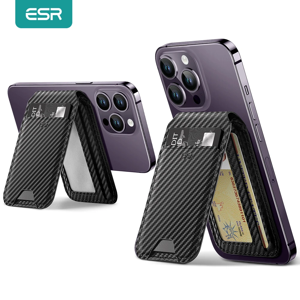 ESR HaloLock Vegan Leather Wallet Stand For iPhone Carbon Fiber HaloLock Woven Card Holder for 23 Sc32ed1ed0baa4f46819fe7b58de3c32fv