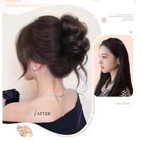 Bandeau chignon pour femmes, 1 pièce, queue de cheval haute et latérale, Extension capillaire artificielle, Volume naturel, augmente la tête de bourgeon de fleur 3