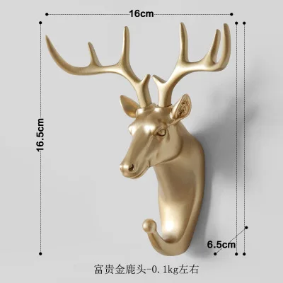 Elegant Gold Deer Head Decorative Wall Hook - Creative Animal Design