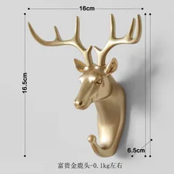 Elegant Gold Deer Head Decorative Wall Hook - Creative Animal Design (Deer - gold)