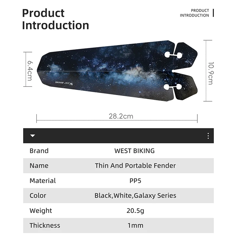 Bicycle Fender WEST BIKING Ultralight Bicycle Fender Quick Installation MTB Road Bike Rear Fender Universal Saddle Mudguard Cycling Accessories