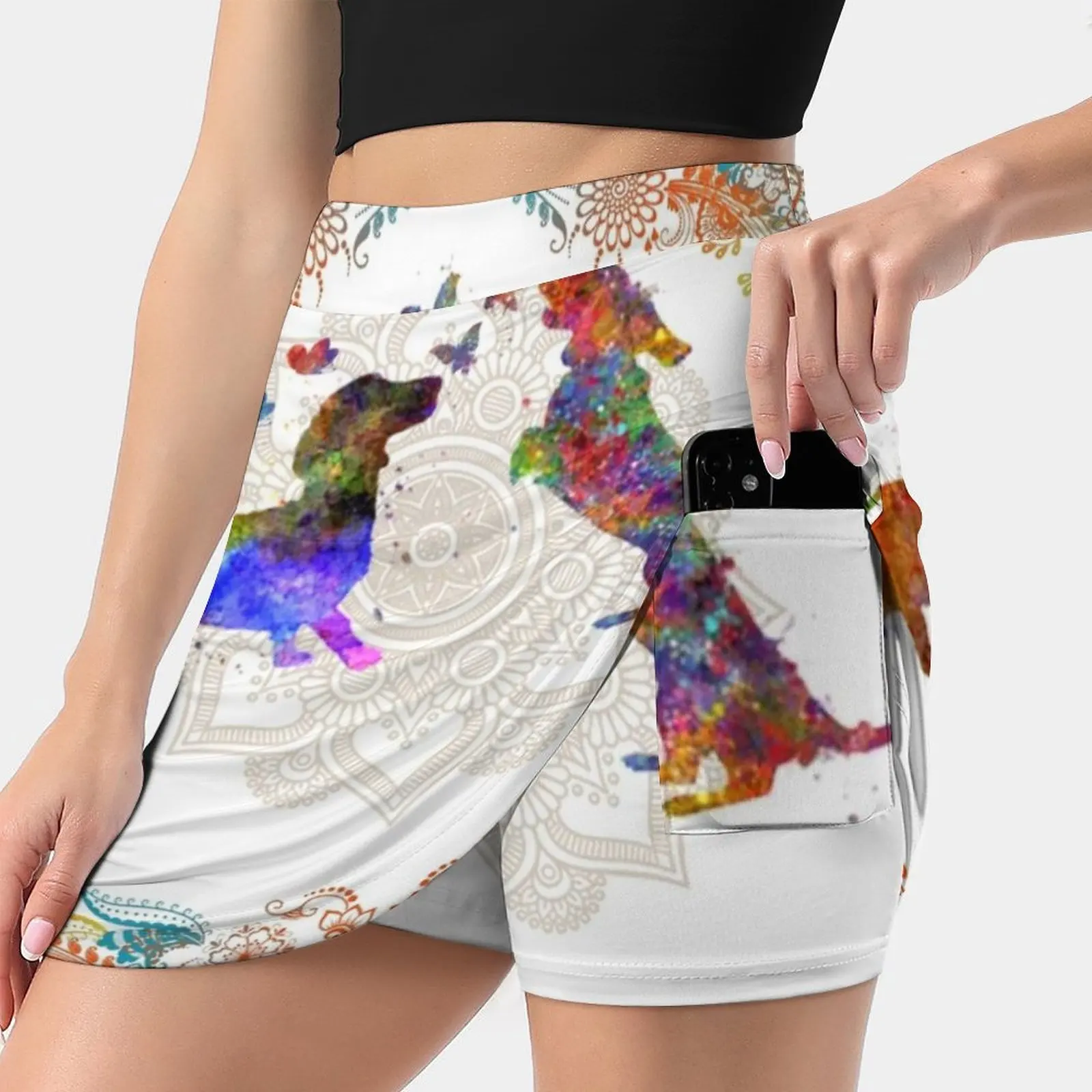 

Dachshund Mandala Women's skirt Mini Skirts A Line Skirt With Hide Pocket Sausage Dog Wiener Dog Badger Dog Short Legged Dog