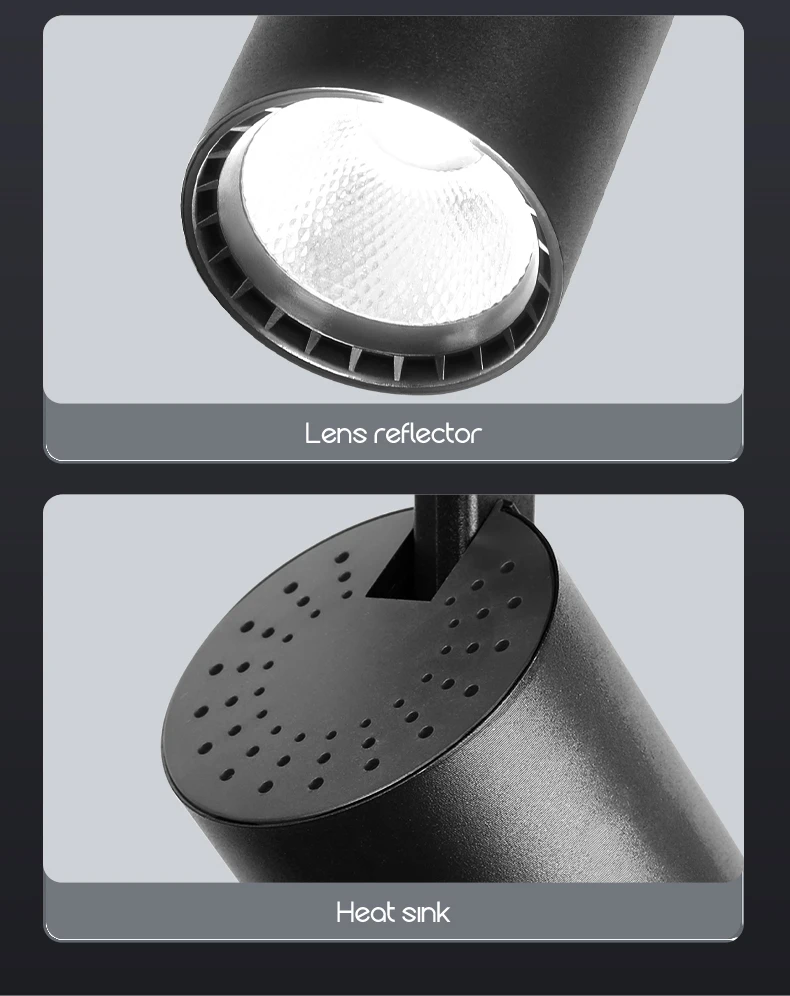 Description Picture 5 of item3 color Led Track Light Whole Set 110V 220V COB Spotlights 12W 20W Ceiling Rail Lamp For Clothing Shop Store Home